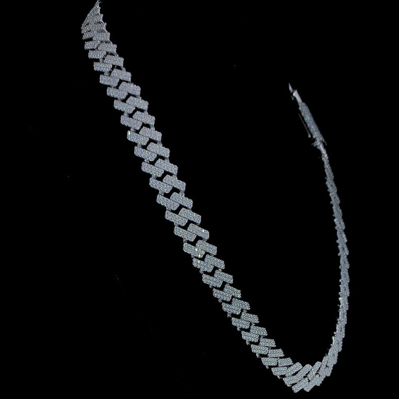 925S & VVS MOISSANITE 12MM PRONG CUBAN LINK CHAIN